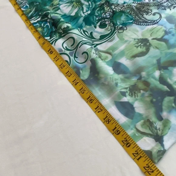 JM Collection blouse petite 3/4 length sleeves scoop neck floral/paisley Sz XLP - Picture 4 of 9